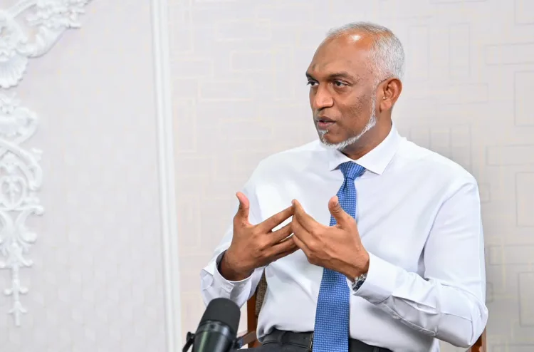 President Mohamed Muizzu speaking on a podcast